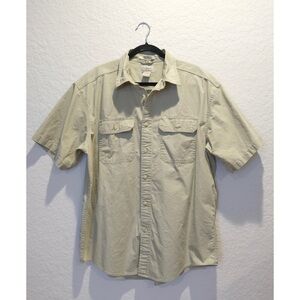 L.L. Bean Sunwashed Canvas Shirt Traditional Fit Size L Khaki Cotton Field Camp